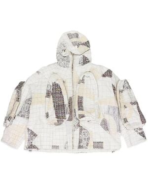 Who Decides War Tweed Patchwork Hoodid Jacket - White