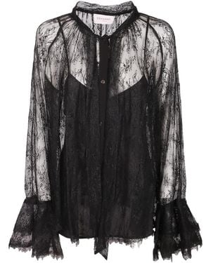Ermanno Scervino Ausgestellte Bluse Mit Spitzen-Overlay - Schwarz