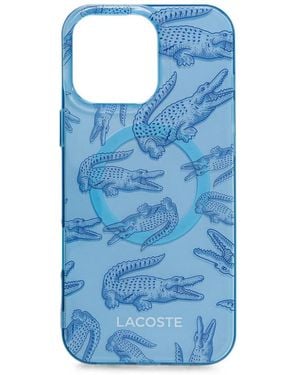 Lacoste Crocodile-Print Iphone 16 Case - Blue