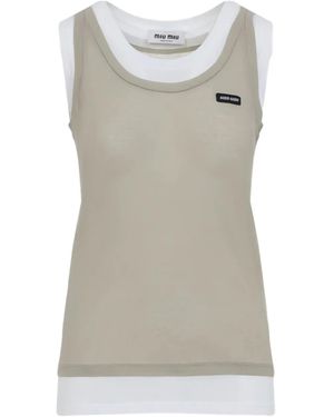 Miu Miu Layered Sleeveless Top - Grey