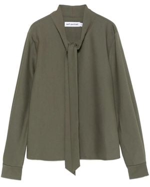 Self-Portrait ボウタイ ブラウス - グリーン