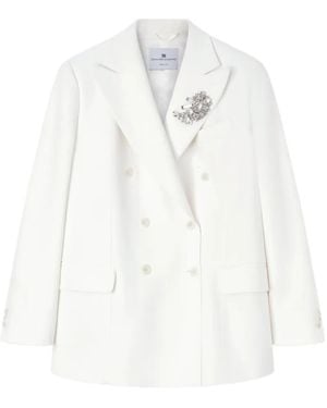 Ermanno Scervino Embellished Double-Breasted Blazer - White