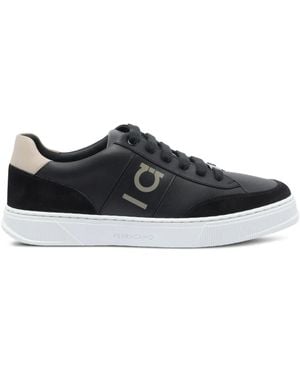 Ferragamo Alaska Leather Logo Trainers - Black