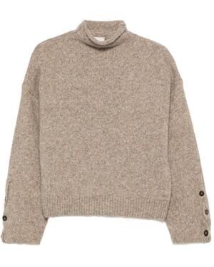 Alysi Button-Cuff Turtleneck Jumper - Natural