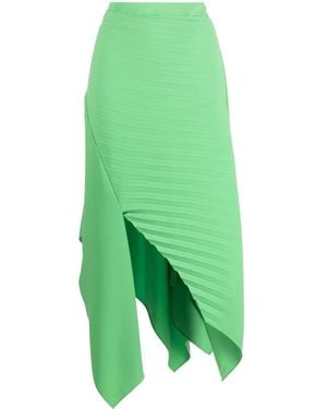 A.W.A.K.E. MODE Pleated Asymmetric Midi Skirt - Green