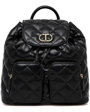 Twinset Logo-Plaque Quilted Backpack - Black