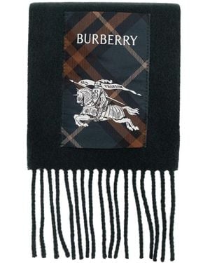 Burberry Fringed Logo Scarf - Black