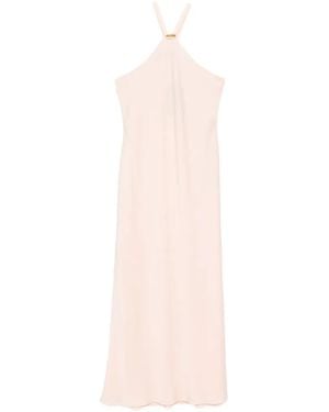 Max Mara Eghiotto Halterneck-Tone Hardware Maxi Dress - White