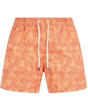 Fedeli Floral-Print Swim Shorts - Orange