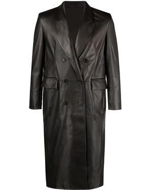 Salvatore Santoro Double-Breasted Leather Coat - Black