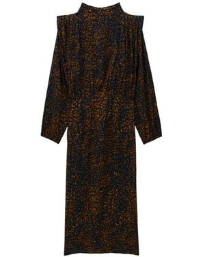Ba&sh Hoelia Animal-Print Midi Dress - Black