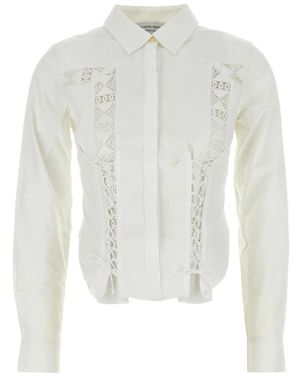 Marine Serre Corset-Style Cotton Shirt - White