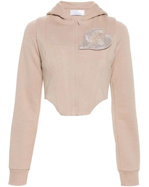 GIUSEPPE DI MORABITO Rhinestone-Embellished Corset Top - Natural