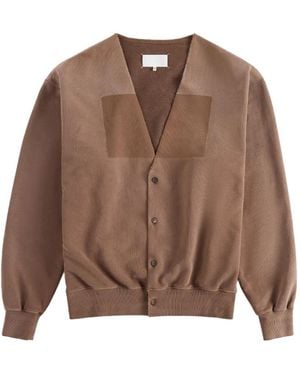 Maison Margiela V-Neck Fleece Cardigan - Brown