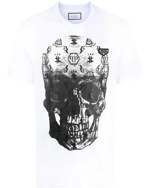 Philipp Plein Skull-Print Short-Sleeve T-Shirt - White