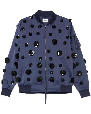 P.A.R.O.S.H. Floral Embroidered Bomber Jacket - Blue