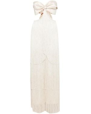Bless Vestido Largo Con Flecos - Blanco
