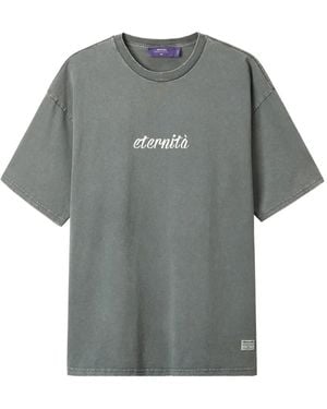 AFTERMATHS Slogan-Print Cotton T-Shirt - Grey