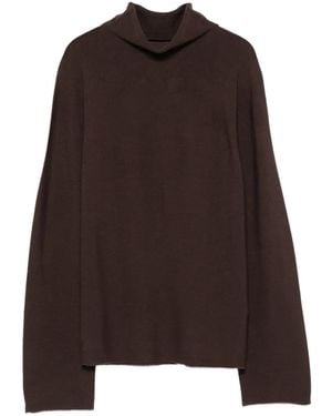 Alpha Studio High-Neck Long-Sleeve Sweater - Brown