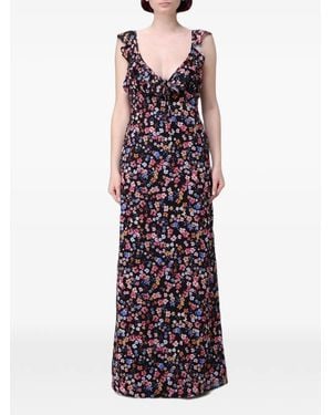 Mar De Margaritas Cecilia Floral-Print Ruffled Maxi Dress - Purple