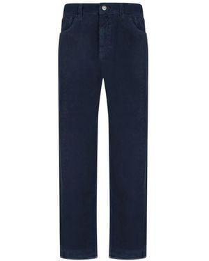 Amaranto Corduroy Straight-Leg Trousers - Blue