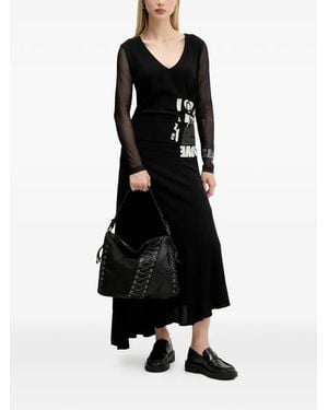 Desigual Robe Asymétrique À Imprimé Graphique Et Manches Transparentes - Black