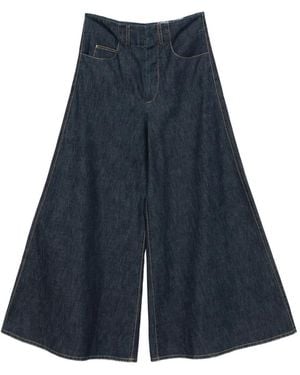 Susanne Bommer Contrast-Stitching Palazzo Trousers - Blue