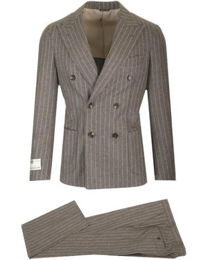 Al Duca d'Aosta Costume Rayé À Boutonnière Croisée - Grey