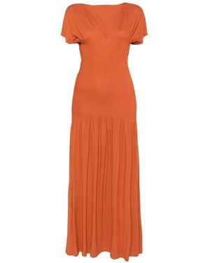 TOTEME Pleated Jersey Maxi Dress - Orange