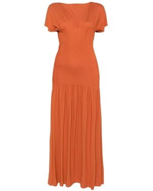 TOTEME Pleated Jersey Maxi Dress - Orange