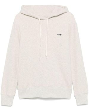 Autry Logo-Embroidered Hoodie - White