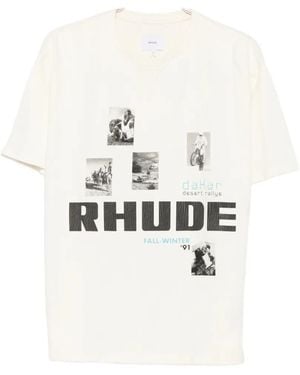 Rhude Graphic-Print Logo-Print T-Shirt - White
