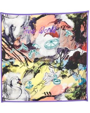 Vivienne Westwood Free World Square Scarf - Grey