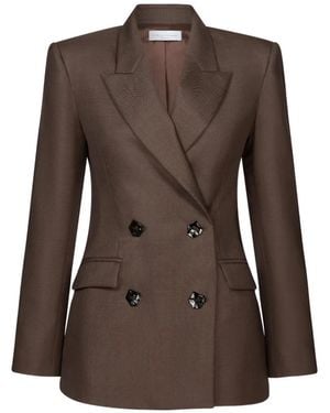 Violante Nessi Sir Double-Breasted Hexagonal-Button Blazer - Brown