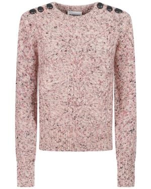 Isabel Marant Cable-Knit Button-Shoulder Jumper - Pink