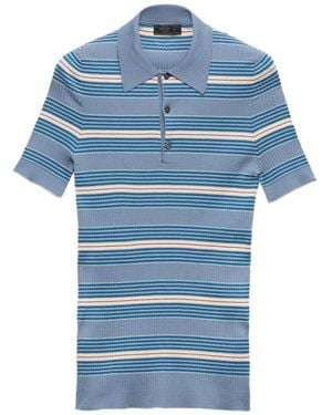 Prada Ribbed Cotton Polo Shirt - Blue