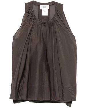 SOLOTRE Gathered-Trim Top - Brown