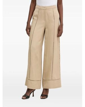 KARL LAGERFELD Faggoting-Detail Wide-Leg Pants - Natural