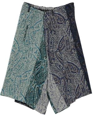 Y's Yohji Yamamoto Patterned Crop Trousers - Blue