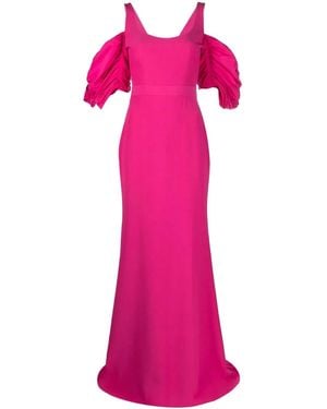 McQueen Off-Shoulder Long Gown - Pink