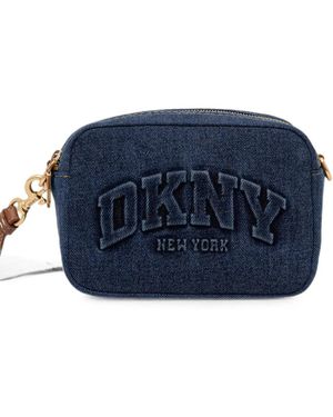 DKNY Logo-Embroidered Denim Mini Bag - Blue