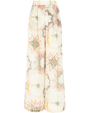 Momoní Abstract-Print Trousers - Natural