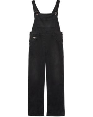 Prada Triangle-Logo Denim Jumpsuit - Black