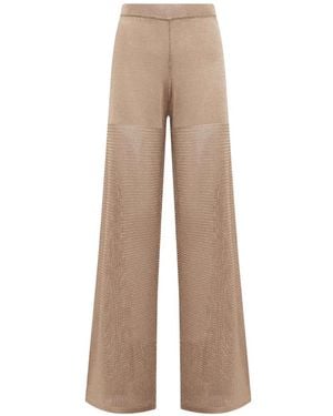 Blugirl Blumarine Open-Knit Wide-Leg Trousers - Natural