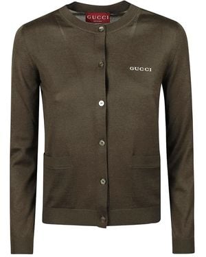 Gucci ロゴインターシャ カーディガン - グリーン