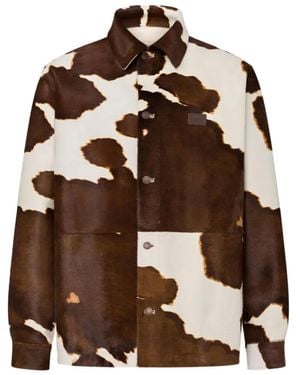 Moschino Cow-Print Button-Up Jacket - Brown