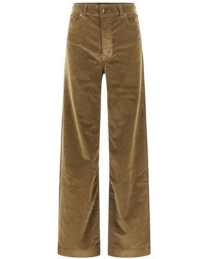Lois Corduroy Wide-Leg Trousers - Natural
