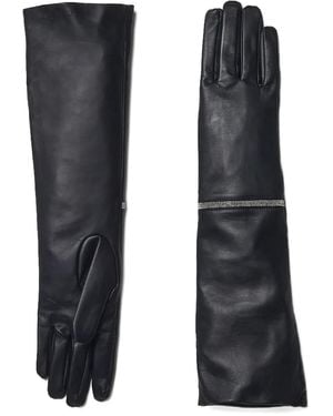 Peserico Long Leather Zip-Detail Gloves - Black