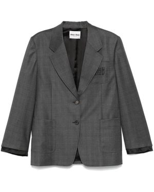 Miu Miu Prince Of Wales Check Blazer - Grey