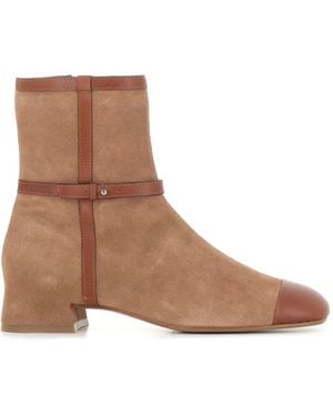 Roberto Del Carlo Suede Leather-Trim Ankle Boots - Brown